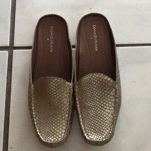 Gold snakeskin Donald j pliner slip on shoes